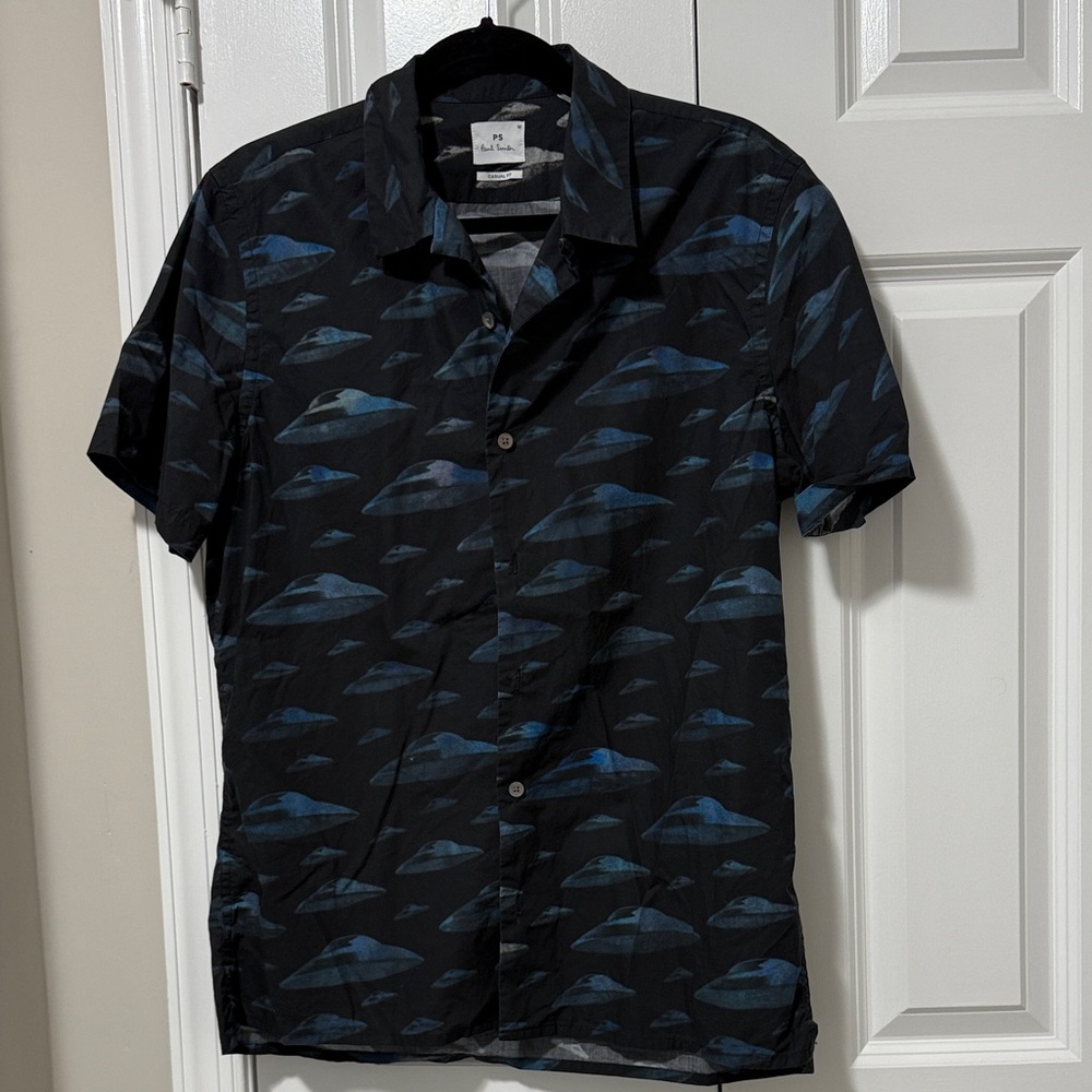 Paul Smith Black and Blue UFO Print Shirt